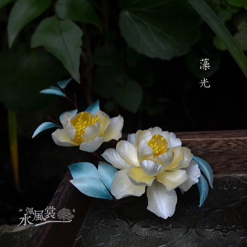 Handcrafted Silk Velvet Flower Jewelry Paeonia – Traditional Chinese Hairpins & Brooches MOMOTAR