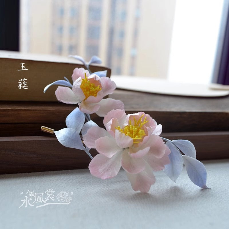 Handcrafted Silk Velvet Flower Jewelry Peony – Traditional Chinese Hairpins & Brooches MOMOTAR