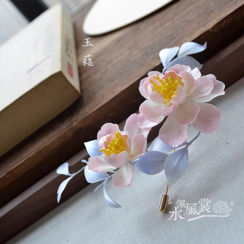 Handcrafted Silk Velvet Flower Jewelry Peony – Traditional Chinese Hairpins & Brooches MOMOTAR