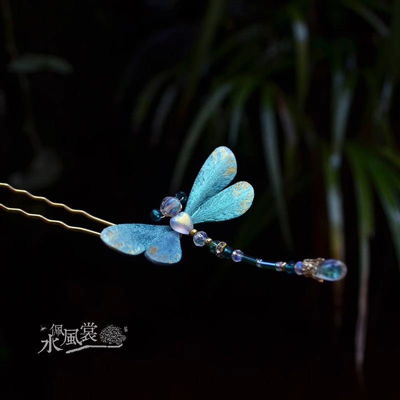 Handcrafted Silk Velvet Flower Jewelry Dragonfly – Traditional Chinese Hairpins & Brooches MOMOTAR