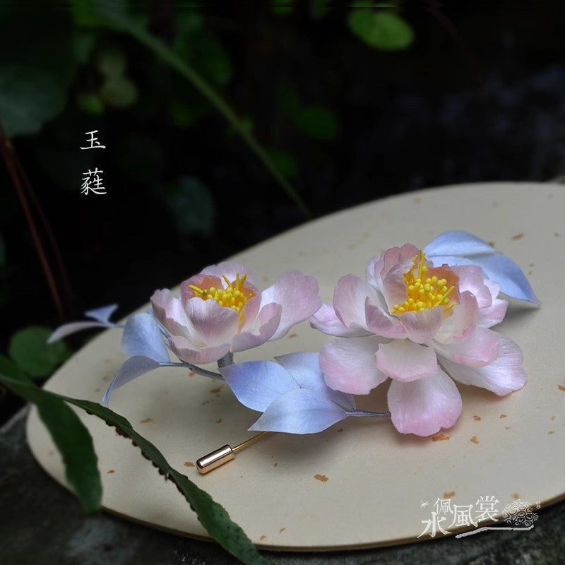 Handcrafted Silk Velvet Flower Jewelry Peony – Traditional Chinese Hairpins & Brooches MOMOTAR