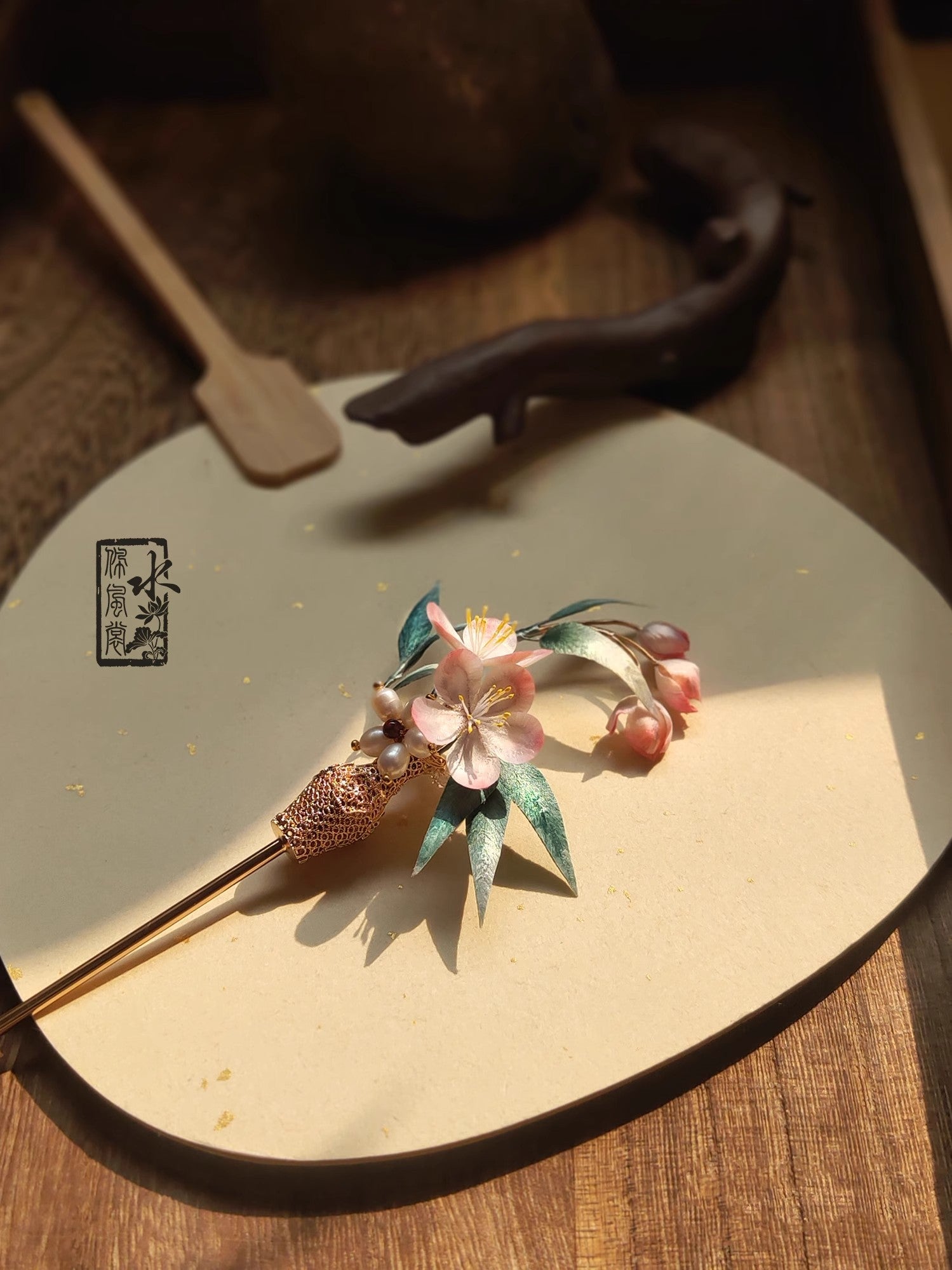 Handcrafted Silk Velvet Flower Jewelry Peach Blossom – Traditional Chinese Hairpins & Brooches MOMOTAR